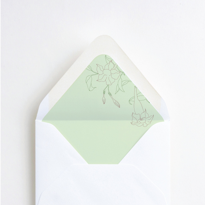 Stenciled Bloom Wedding Envelope Liners - White