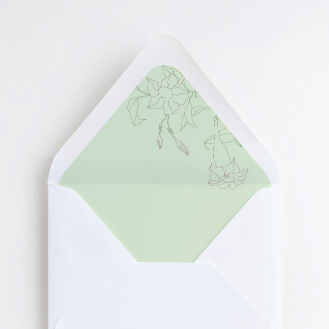 Stenciled Bloom Wedding Envelope Liners - White