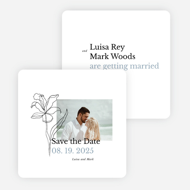 Elegant Iris Save the Date Cards - Blue
