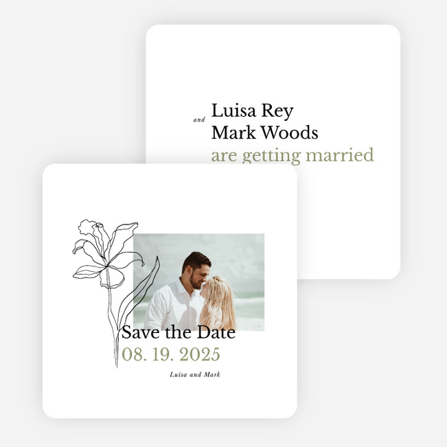 Elegant Iris Save the Date Cards - Green