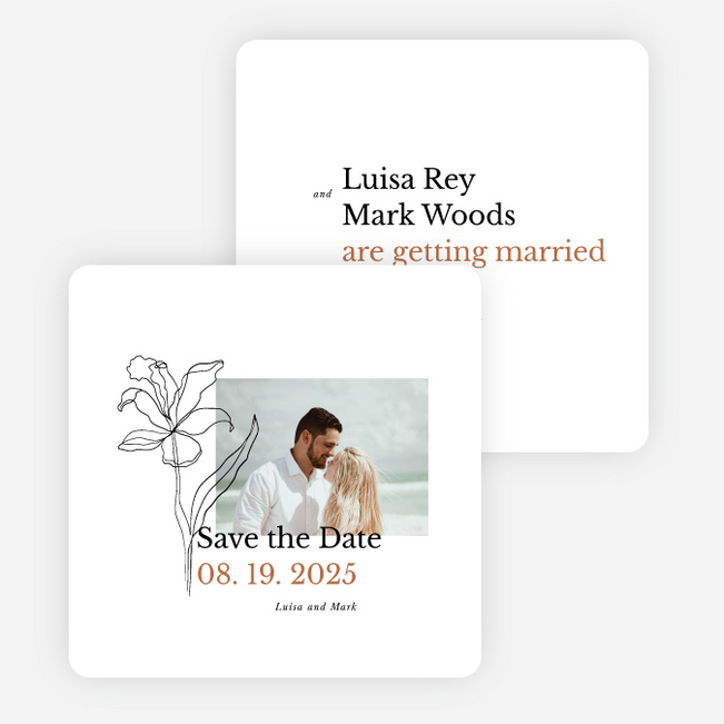 Elegant Iris Save the Date Cards - Orange