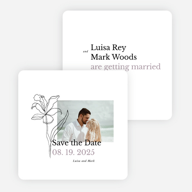 Elegant Iris Save the Date Cards - Purple