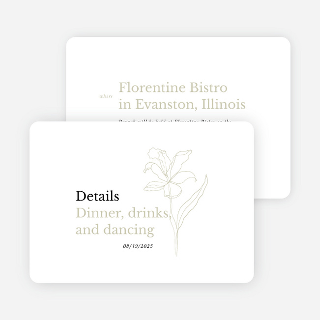 Elegant Iris Wedding Information Cards - Beige