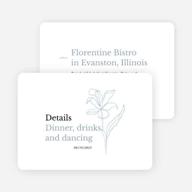 Elegant Iris Wedding Information Cards - Blue