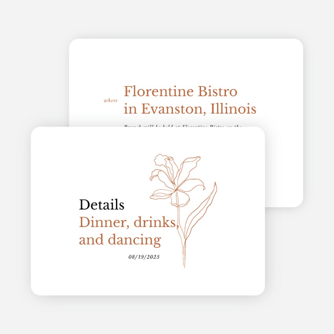 Elegant Iris Wedding Information Cards - Orange