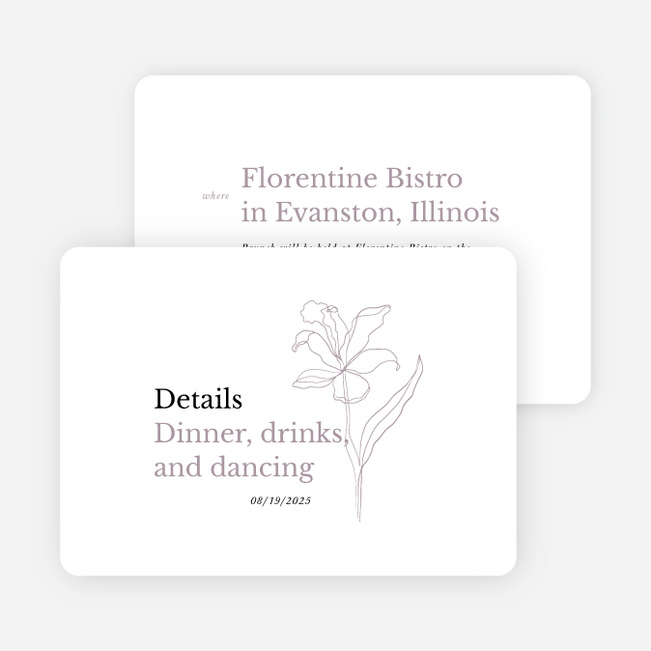 Elegant Iris Wedding Information Cards - Purple