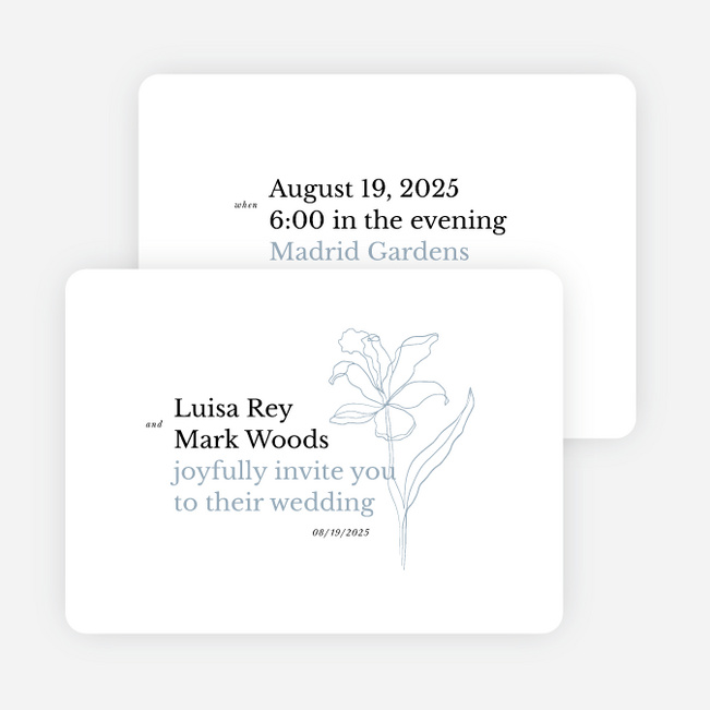 Elegant Iris Wedding Invitations - Blue
