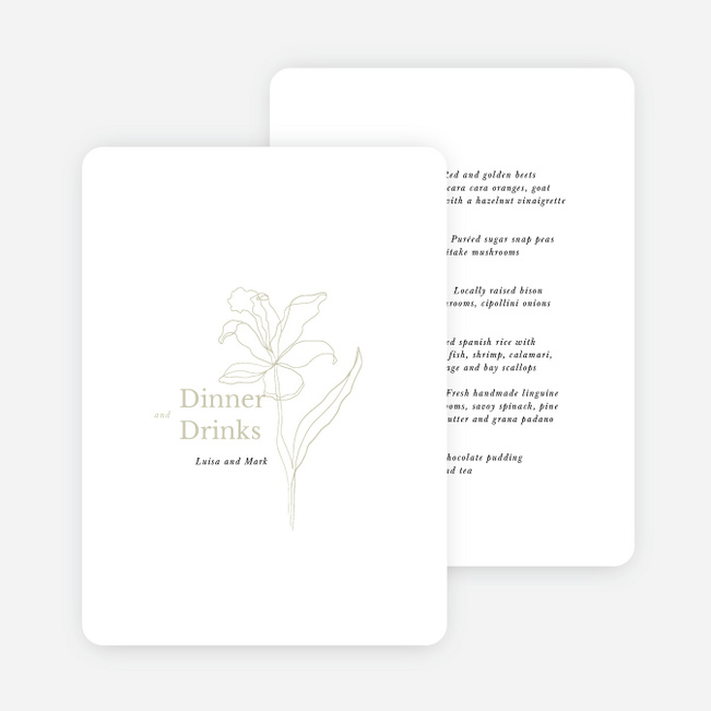 Elegant Iris Wedding Menus - Beige