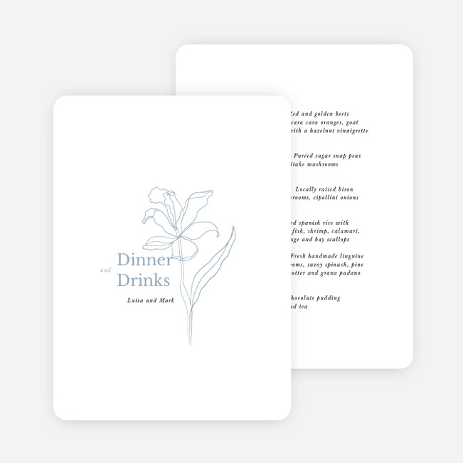 Elegant Iris Wedding Menus - Blue
