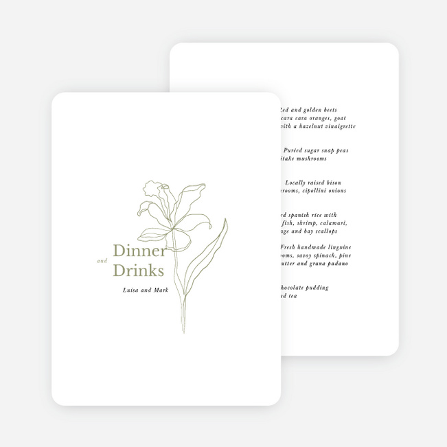 Elegant Iris Wedding Menus - Green
