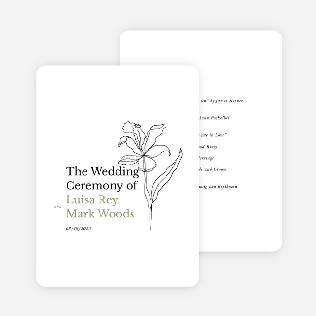 Elegant Iris Wedding Programs - Green