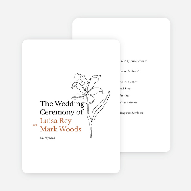 Elegant Iris Wedding Programs - Orange