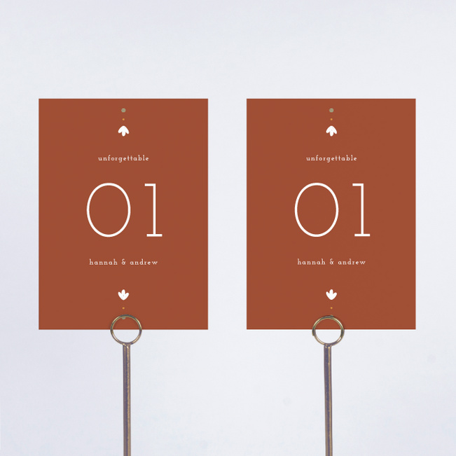 Floral Ring Wedding Table Cards - Orange