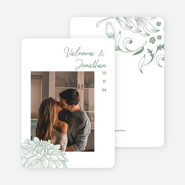 Spring Bloom Save the Date Cards - Green