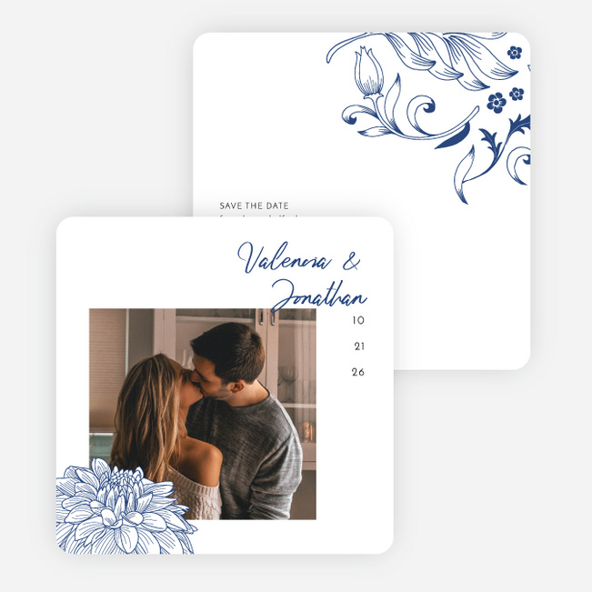 Spring Bloom Save the Date Cards - Blue