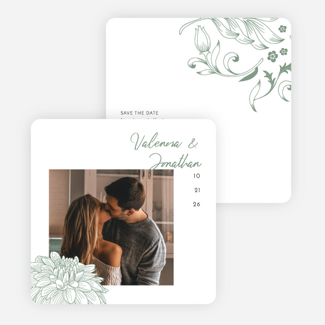 Spring Bloom Save the Date Cards - Green