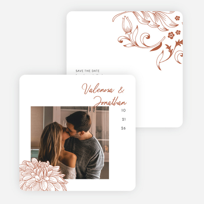 Spring Bloom Save the Date Cards - Orange