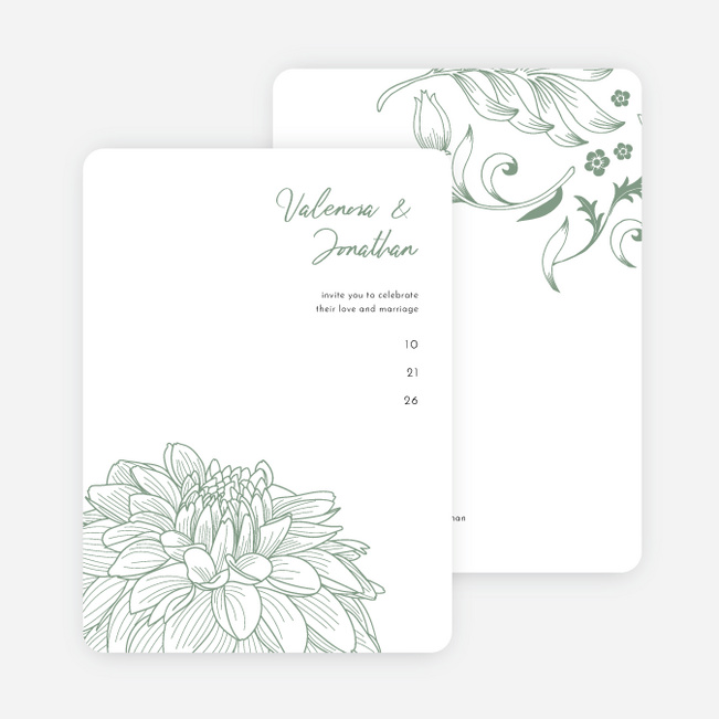 Spring Bloom Wedding Invitations - Green