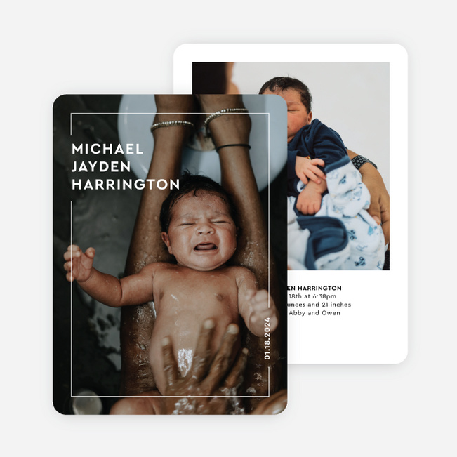 Breathtaking Baby Birth Announcements - White