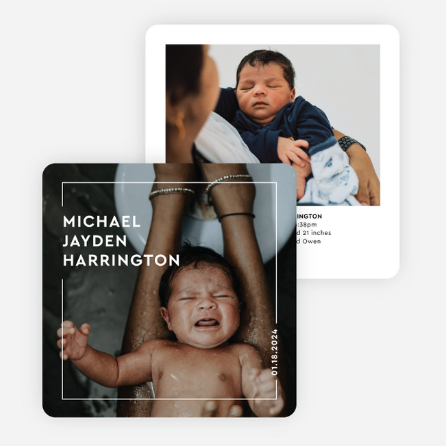 Breathtaking Baby Birth Announcements - White