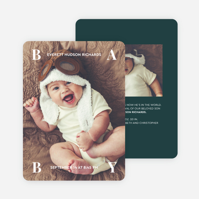 The Grand Arrival Baby Birth Announcements - Green