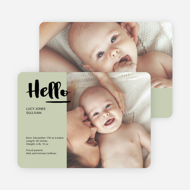 Hi, It’s Me! Baby Birth Announcements - Green