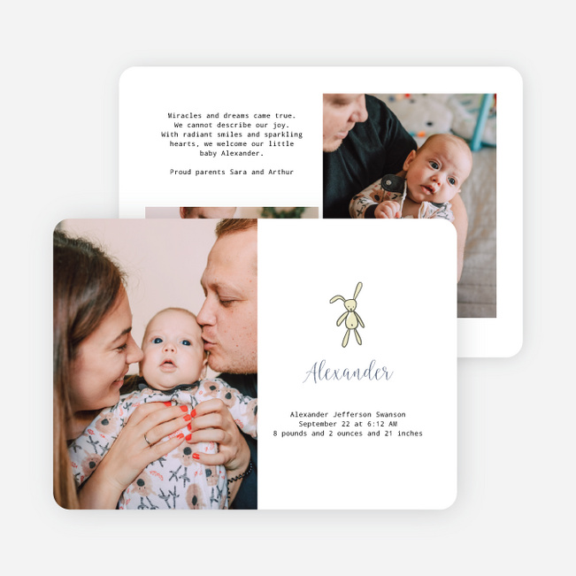 New Bunny to See Baby Birth Announcements - White