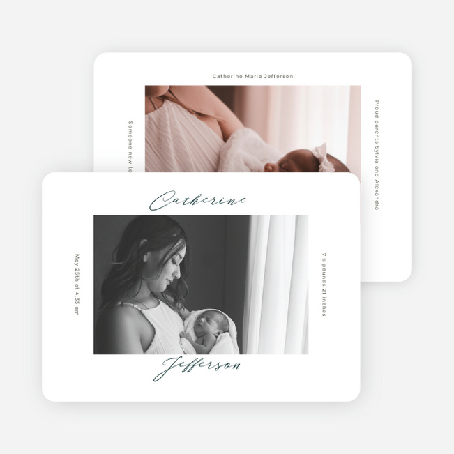 Scripted Introduction Baby Birth Announcements - White