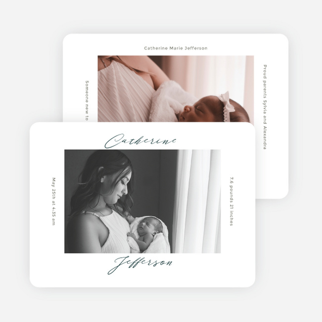 Scripted Introduction Baby Birth Announcements - White