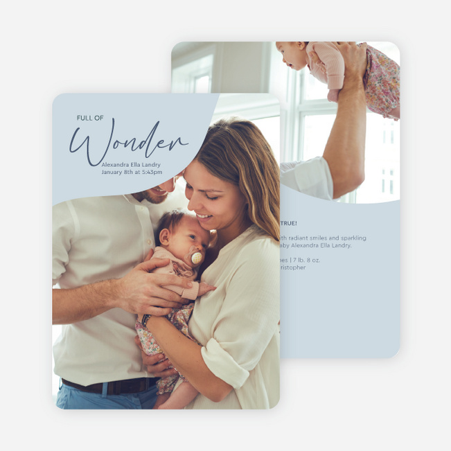 Wonderous Welcome Baby Birth Announcements - Blue