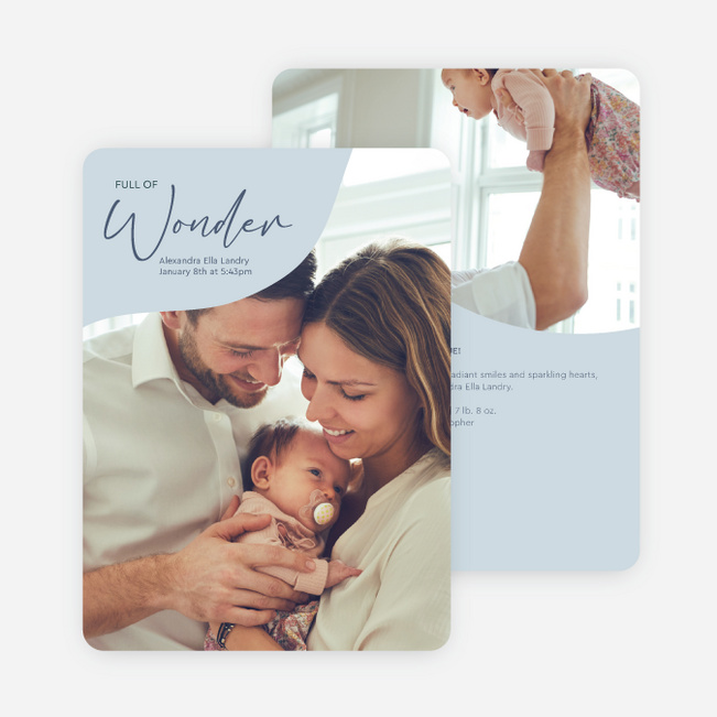 Wonderous Welcome Baby Birth Announcements - Blue