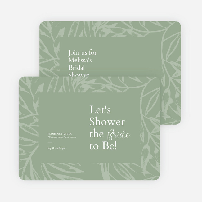 Blooming Background Bridal Shower Invitations - Green