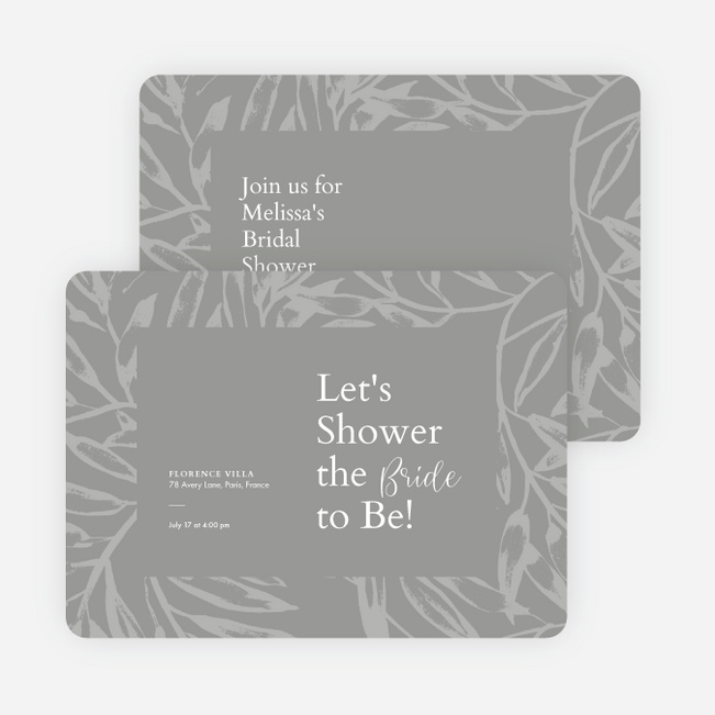 Blooming Background Bridal Shower Invitations - Gray