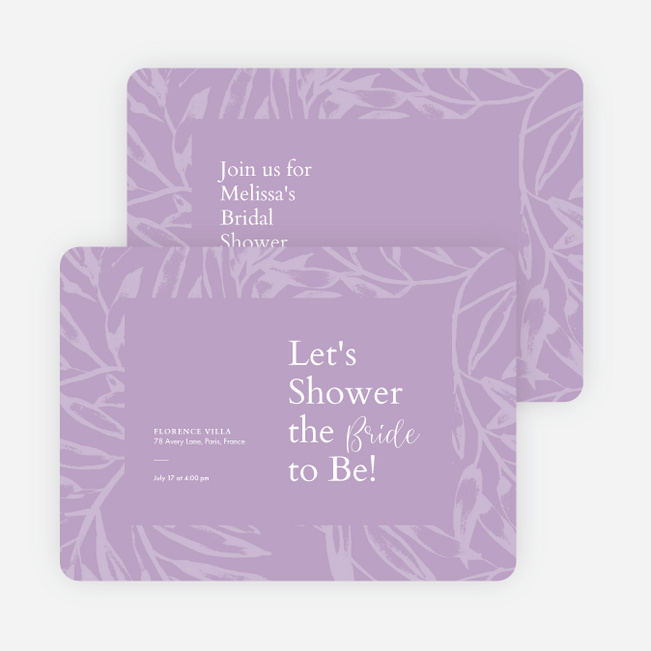 Blooming Background Bridal Shower Invitations - Purple