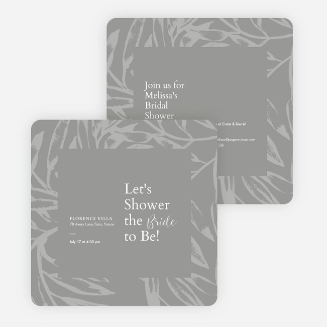 Blooming Background Bridal Shower Invitations - Gray