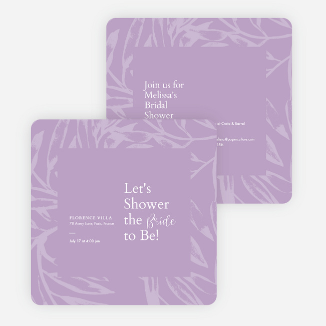 Blooming Background Bridal Shower Invitations - Purple