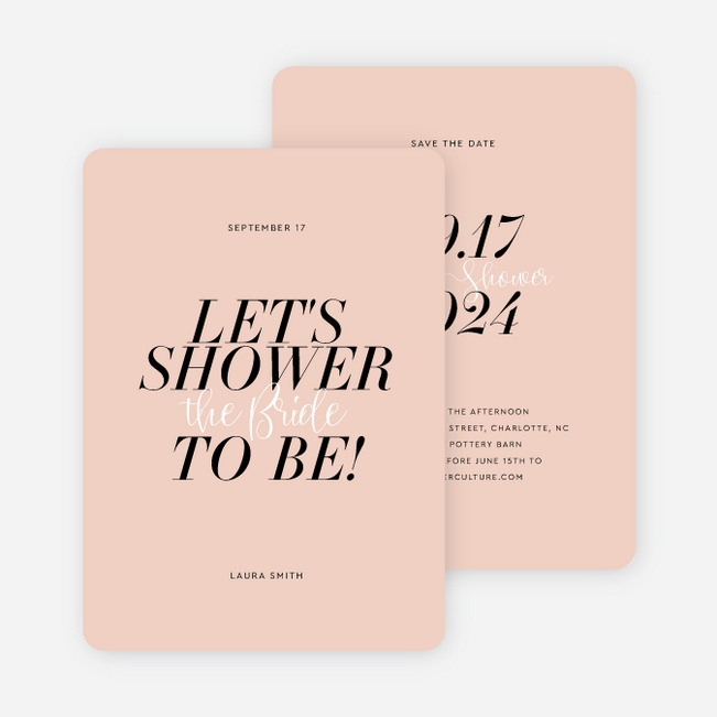 Elegant Blush Bridal Shower Invitations - Pink