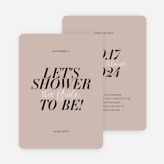 Elegant Blush Bridal Shower Invitations - Beige