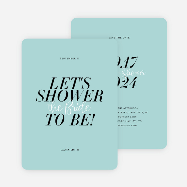 Elegant Blush Bridal Shower Invitations - Blue