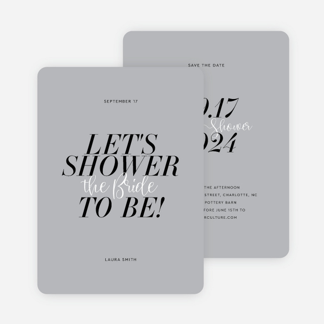 Elegant Blush Bridal Shower Invitations - Gray