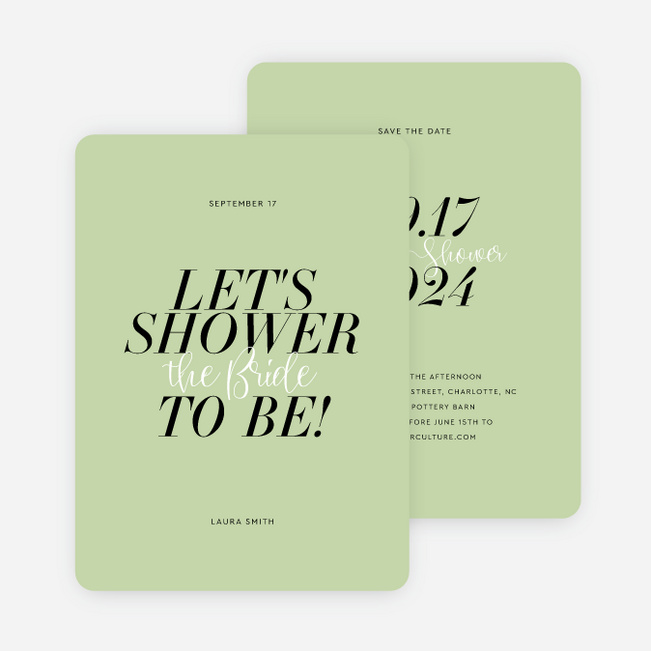 Elegant Blush Bridal Shower Invitations - Green