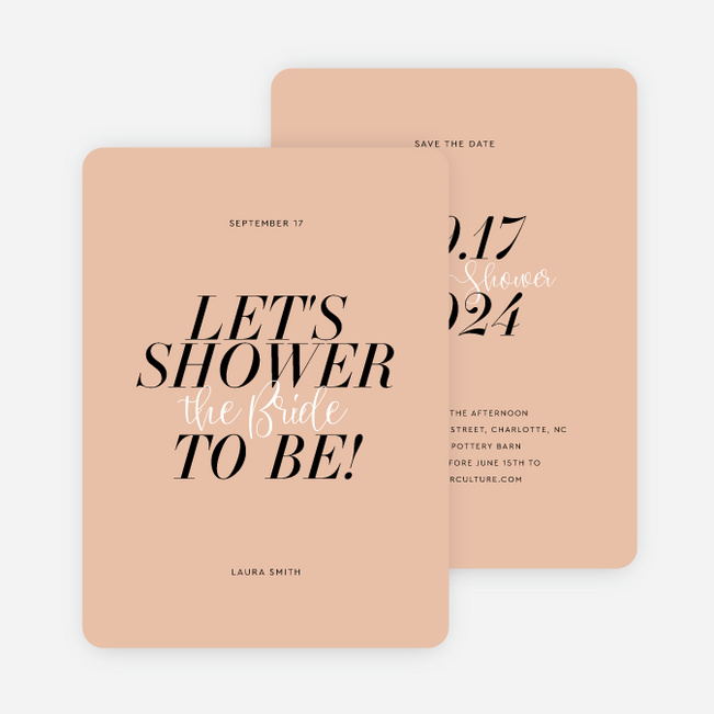 Elegant Blush Bridal Shower Invitations - Orange