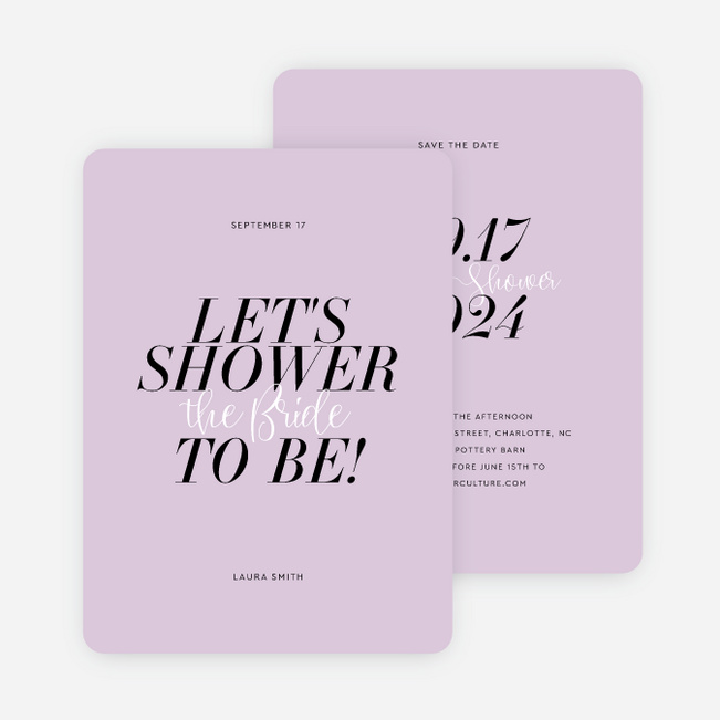 Elegant Blush Bridal Shower Invitations - Purple
