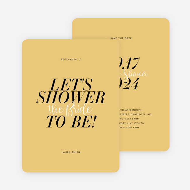 Elegant Blush Bridal Shower Invitations - Yellow
