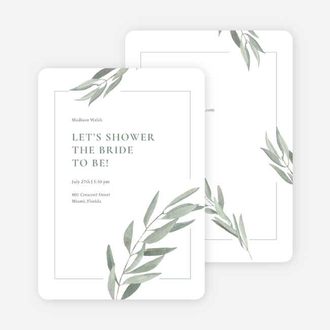 Flowering Fondly Bridal Shower Invitations - Green