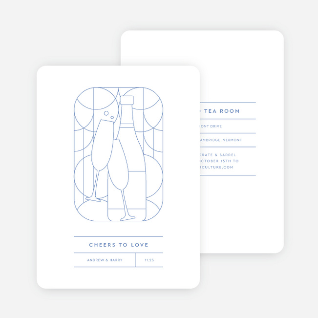 Geometric Cheers Bridal Shower Invitations - Blue