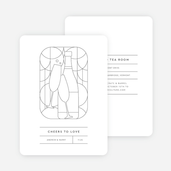 Geometric Cheers Bridal Shower Invitations - Gray
