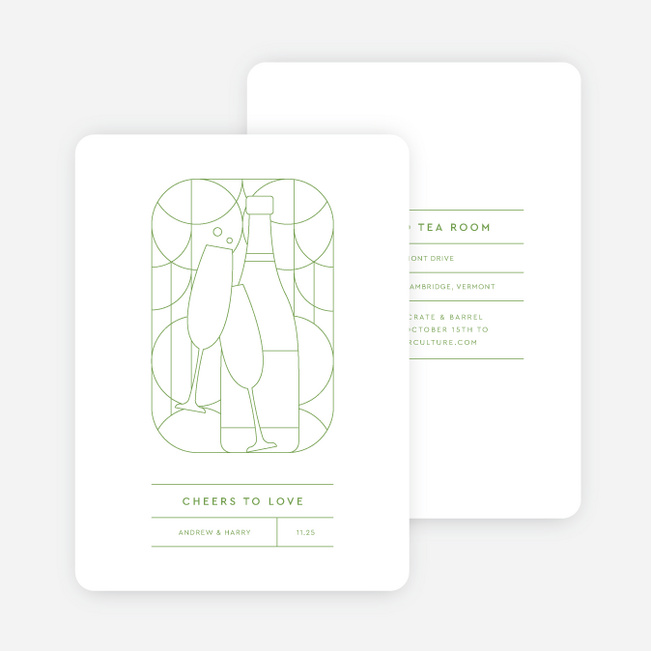 Geometric Cheers Bridal Shower Invitations - Green