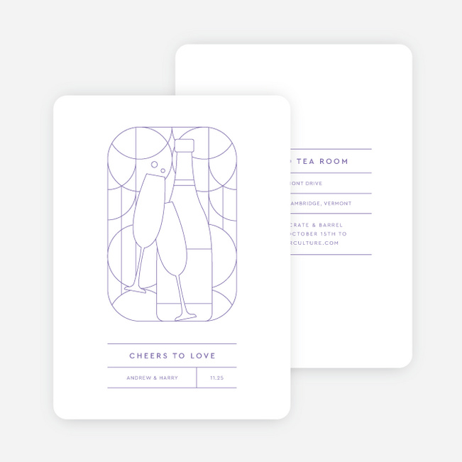 Geometric Cheers Bridal Shower Invitations - Purple