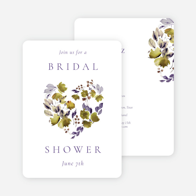 Lavender Laurels Bridal Shower Invitations - White